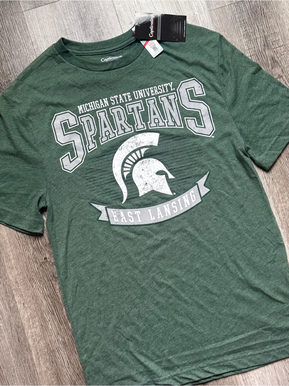 Captivating Michigan State Spartans Green Graphic T-Shirt, Size S - 0202
